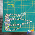 Color AB Resin Stone Motif Applique with Loop Chained Stone Trim, NAS-032