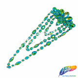 Color AB Resin Stone Motif Applique with Multilevel Loop Chained Stone Trim, NAS-033
