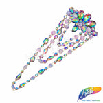 Color AB Resin Stone Motif Applique with Multilevel Loop Chained Stone Trim, NAS-033