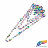 Color AB Resin Stone Motif Applique with Multilevel Loop Chained Stone Trim, NAS-033