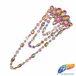 Color AB Resin Stone Motif Applique with Multilevel Loop Chained Stone Trim, NAS-033
