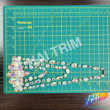Color AB Resin Stone Motif Applique with Multilevel Loop Chained Stone Trim, NAS-033