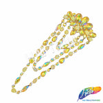 Color AB Resin Stone Motif Applique with Multilevel Loop Chained Stone Trim, NAS-033
