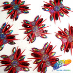 Red Spike Resin Stone Motif Applique, NAS-035