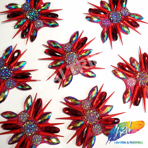 Red Spike Resin Stone Motif Applique, NAS-035