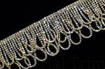 SALE! 2" Vintage Gold/Crystal Dangling Loop Rhinestone Fringe, RF-055