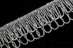 2" Silver/Crystal Dangling Loop Rhinestone Fringe, RF-055