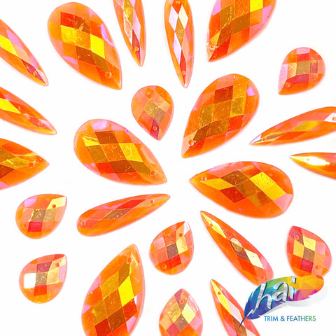 Neon Orange AB Resin Stones