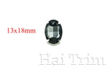 13x18mm Black Diamond Oval Sew-on Rhinestones w/ Metal Setting