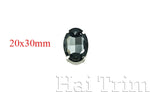 20x30mm Black Diamond Oval Sew-on Rhinestones w/ Metal Setting