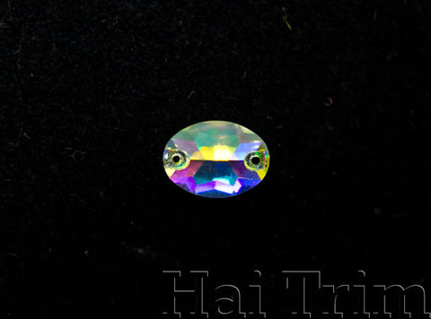 7x10mm Oval Crystal AB Sew-on Rhinestones