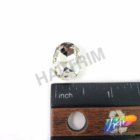 13x18mm Crystal Oval Sew-on Rhinestone w/ Metal Setting