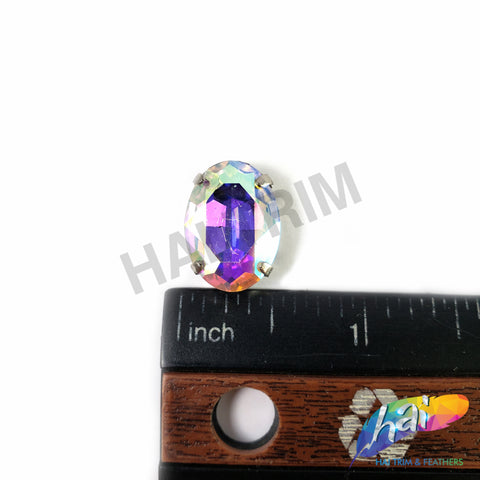 13x18mm Crystal AB Oval Sew-on Rhinestone w/ Metal Setting