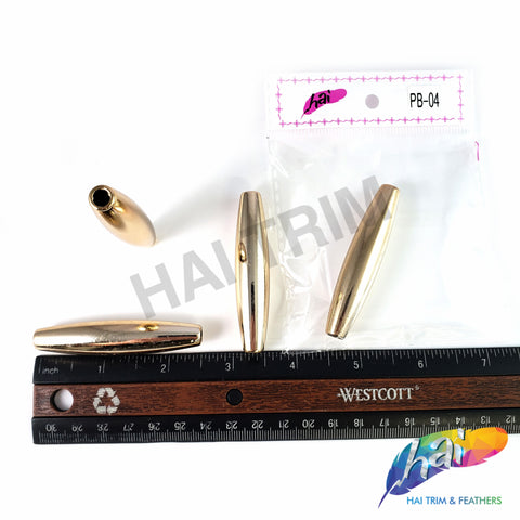 14x64mm Light Rose Gold Metallic Beads, PB-04 (4 pieces)