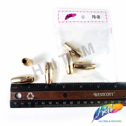 12x30mm Light Rose Gold Metallic Beads, PB-08 (6 pieces)