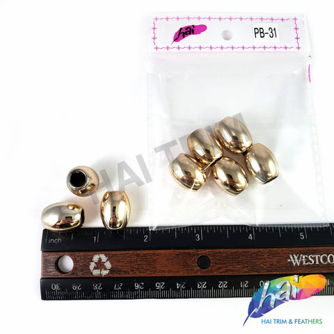 15x18mm Light Rose Gold Metallic Beads, PB-31 (8 pieces)