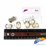16x25mm Light Rose Gold Metallic Beads with Pearl, PB-41 (6 pieces)