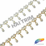 1" Dangling Pearl Crystal Rhinestone Trim, PRL-05