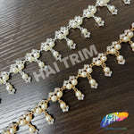 1" Dangling Pearl Crystal Rhinestone Trim, PRL-05