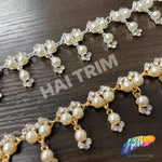 1" Dangling Pearl Crystal Rhinestone Trim, PRL-05