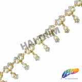 1" Dangling Pearl Crystal Rhinestone Trim, PRL-05