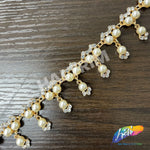 1" Dangling Pearl Crystal Rhinestone Trim, PRL-05