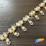 1" Dangling Pearl Crystal Rhinestone Trim, PRL-05