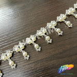 1" Dangling Pearl Crystal Rhinestone Trim, PRL-05