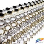 1/2" Plastic Stud Trim w/ Pearl & Rhinestones, PST-034