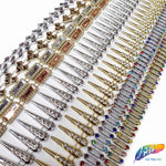 1 1/8" Dangling Spike Plastic Stud Trim w/ Rhinestones, PST-059
