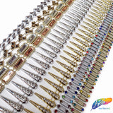 1 1/8" Dangling Spike Plastic Stud Trim w/ Rhinestones, PST-059