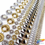 1/2" Round Plastic Stud Trim w/ Rhinestones, PST-063