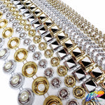 1/2" Round Plastic Stud Trim w/ Rhinestones, PST-063