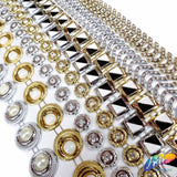 1/2" Round Plastic Stud Trim w/ Rhinestones, PST-063