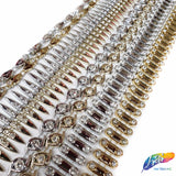 3/8" Gold Spiral Plastic Stud Trim w/ Rhinestones, PST-074