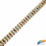 5/8" Rectangle Plastic Stud Trim w/ Rhinestones, PST-076