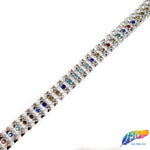 5/8" Rectangle Plastic Stud Trim w/ Rhinestones, PST-076