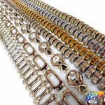 1/2" Gold Pear-shaped Spike Plastic Stud Trim w/ Rhinestones, PST-088
