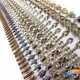 3/8" Gold Rectangle Plastic Stud Trim w/ Rhinestones, PST-100