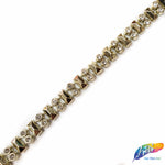 3/8" Gold Rectangle Plastic Stud Trim w/ Rhinestones, PST-100