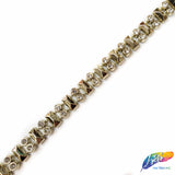 3/8" Gold Rectangle Plastic Stud Trim w/ Rhinestones, PST-100
