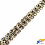 3/4" Gold X-Shaped Plastic Stud Trim w/ Rhinestones, PST-101