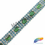 SALE! 3/4" 4-row Colored Rhinestone Trim with Octagon Stones, QL-138