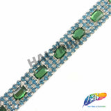 SALE! 3/4" 4-row Colored Rhinestone Trim with Octagon Stones, QL-138