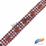 SALE! 3/4" 4-row Colored Rhinestone Trim with Octagon Stones, QL-138
