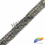 SALE! 3/4" 4-row Colored Rhinestone Trim with Octagon Stones, QL-138