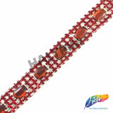 SALE! 3/4" 4-row Colored Rhinestone Trim with Octagon Stones, QL-138
