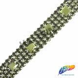 SALE! 3/4" 4-row Colored Rhinestone Trim with Square Stones, QL-140