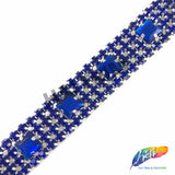 SALE! 3/4" 4-row Colored Rhinestone Trim with Square Stones, QL-140