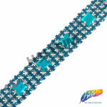 SALE! 3/4" 4-row Colored Rhinestone Trim with Square Stones, QL-140